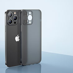 Apple iPhone 15 Pro Max用極薄ケース クリア透明 プラスチック 質感もマットU01 アップル ブラック