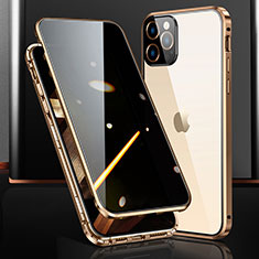 Apple iPhone 15 Pro Max用ケース 高級感 手触り良い アルミメタル 製の金属製 360度 フルカバーバンパー 鏡面 カバー M03 アップル ゴールド