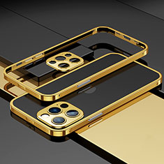 Apple iPhone 15 Pro Max用ケース 高級感 手触り良い アルミメタル 製の金属製 バンパー カバー A03 アップル ゴールド