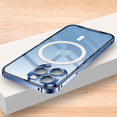 Apple iPhone 15 Pro Max用ケース 高級感 手触り良い メタル兼プラスチック バンパー Mag-Safe 磁気 Magnetic LK2 アップル ネイビー