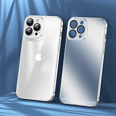 Apple iPhone 15 Pro Max用ケース 高級感 手触り良い メタル兼プラスチック バンパー LF1 アップル シルバー