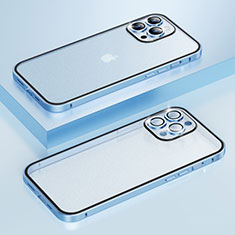 Apple iPhone 15 Pro Max用ケース 高級感 手触り良い メタル兼プラスチック バンパー LF3 アップル ネイビー