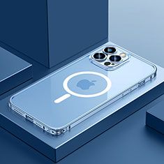 Apple iPhone 15 Pro Max用ケース 高級感 手触り良い メタル兼プラスチック バンパー Mag-Safe 磁気 Magnetic QC3 アップル ネイビー