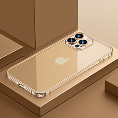 Apple iPhone 15 Pro Max用ケース 高級感 手触り良い メタル兼プラスチック バンパー QC4 アップル ゴールド