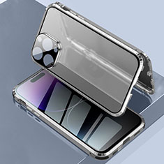 Apple iPhone 15 Pro Max用ケース 高級感 手触り良い アルミメタル 製の金属製 360度 フルカバーバンパー 鏡面 カバー LK3 アップル シルバー