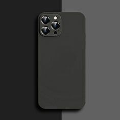 Apple iPhone 15 Pro Max用360度 フルカバー極薄ソフトケース シリコンケース 耐衝撃 全面保護 バンパー S04 アップル ブラック
