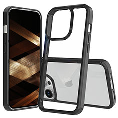 Apple iPhone 15 Pro Max用360度 フルカバー ハイブリットバンパーケース クリア透明 プラスチック カバー ZJ1 アップル ブラック