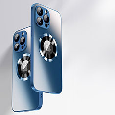 Apple iPhone 15 Pro Max用ハイブリットバンパーケース プラスチック 鏡面 カバー Mag-Safe 磁気 Magnetic アップル ネイビー