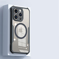 Apple iPhone 15 Pro Max用極薄ソフトケース シリコンケース 耐衝撃 全面保護 クリア透明 カバー Mag-Safe 磁気 Magnetic X02D アップル ブラック