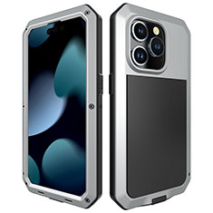 Apple iPhone 15 Pro Max用360度 フルカバー ケース 高級感 手触り良い アルミメタル 製の金属製 HJ1 アップル シルバー