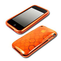 Apple iPhone 3G 3GS用ソフトケース サークル クリア透明 アップル オレンジ