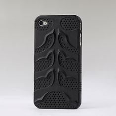 Apple iPhone 4用ハードケース プラスチック メッシュ デザイン 魚の骨 アップル ブラック