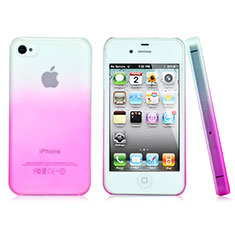 Apple iPhone 4用ハードケース グラデーション 勾配色 クリア透明 アップル ピンク