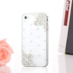 Apple iPhone 4S用ケース ダイヤモンドスワロフスキー 花々 アップル ホワイト