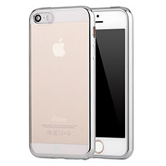 Apple iPhone 5用極薄ソフトケース シリコンケース 耐衝撃 全面保護 クリア透明 H05 アップル シルバー