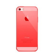 Apple iPhone 5用極薄ケース クリア透明 シリコンケース 耐衝撃 全面保護 アップル レッド