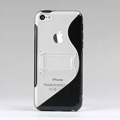 Apple iPhone 5C用ソフトケース S ライン クリア透明 スタンド アップル ブラック
