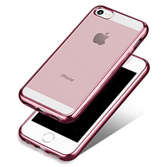 Apple iPhone 5S用極薄ソフトケース シリコンケース 耐衝撃 全面保護 クリア透明 H01 アップル ピンク
