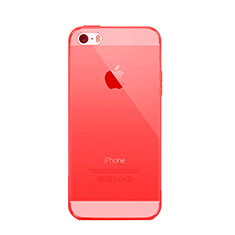 Apple iPhone 5S用極薄ケース クリア透明 シリコンケース 耐衝撃 全面保護 アップル レッド