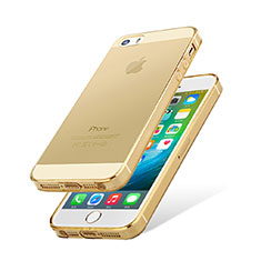 Apple iPhone 5S用極薄ソフトケース シリコンケース 耐衝撃 全面保護 クリア透明 カバー HT01 アップル ゴールド