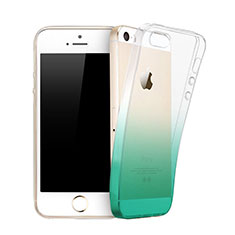 Apple iPhone 5S用極薄ソフトケース グラデーション 勾配色 クリア透明 アップル グリーン