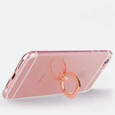 Apple iPhone 6用極薄ソフトケース シリコンケース 耐衝撃 全面保護 クリア透明 アンド指輪 S01 アップル ローズゴールド