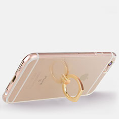 Apple iPhone 6用極薄ソフトケース シリコンケース 耐衝撃 全面保護 クリア透明 アンド指輪 S01 アップル ゴールド