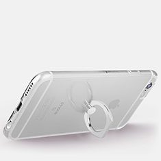 Apple iPhone 6用極薄ソフトケース シリコンケース 耐衝撃 全面保護 クリア透明 アンド指輪 S01 アップル シルバー
