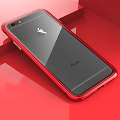Apple iPhone 6用ケース 高級感 手触り良い アルミメタル 製の金属製 360度 フルカバーバンパー 鏡面 カバー M01 アップル レッド