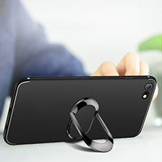 Apple iPhone 6 Plus用極薄ソフトケース シリコンケース 耐衝撃 全面保護 アンド指輪 A01 アップル ブラック