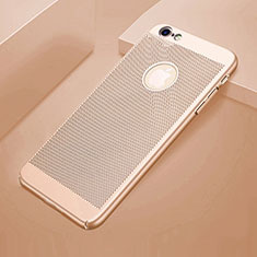 Apple iPhone 6 Plus用ハードケース プラスチック メッシュ デザイン カバー アップル ゴールド