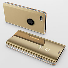 Apple iPhone 6 Plus用手帳型 レザーケース スタンド 鏡面 カバー アップル ゴールド