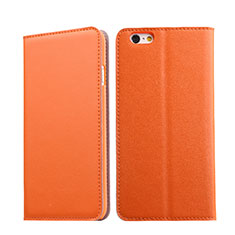 Apple iPhone 6 Plus用手帳型 レザーケース スタンド アップル オレンジ