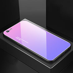 Apple iPhone 6S用ハイブリットバンパーケース プラスチック 鏡面 虹 グラデーション 勾配色 カバー アップル パープル