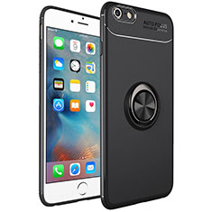 Apple iPhone 6S Plus用極薄ソフトケース シリコンケース 耐衝撃 全面保護 アンド指輪 マグネット式 バンパー アップル ブラック