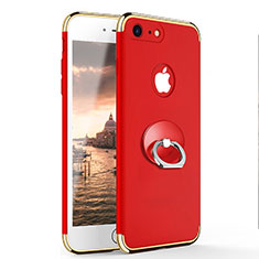 Apple iPhone 7用ケース 高級感 手触り良い メタル兼プラスチック バンパー アンド指輪 アップル レッド