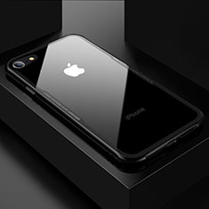 Apple iPhone 7用ハイブリットバンパーケース クリア透明 プラスチック 鏡面 カバー アップル ブラック