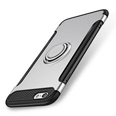 Apple iPhone 7用ハイブリットバンパーケース プラスチック アンド指輪 兼シリコーン カバー S01 アップル シルバー