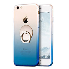 Apple iPhone 7用極薄ソフトケース グラデーション 勾配色 クリア透明 アンド指輪 アップル ネイビー