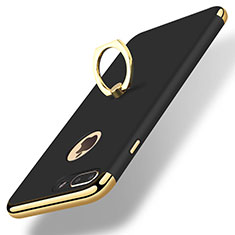 Apple iPhone 7 Plus用ケース 高級感 手触り良い メタル兼プラスチック バンパー アンド指輪 A07 アップル ブラック