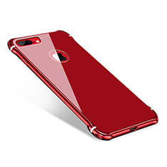 Apple iPhone 7 Plus用ケース 高級感 手触り良い アルミメタル 製の金属製 バンパー 鏡面 カバー M01 アップル レッド