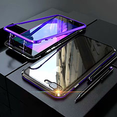 Apple iPhone 7 Plus用ケース 高級感 手触り良い アルミメタル 製の金属製 360度 フルカバーバンパー 鏡面 カバー M01 アップル パープル