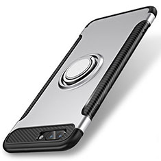 Apple iPhone 7 Plus用ハイブリットバンパーケース プラスチック アンド指輪 兼シリコーン カバー S01 アップル シルバー
