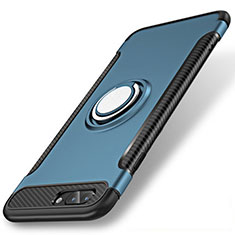Apple iPhone 7 Plus用ハイブリットバンパーケース プラスチック アンド指輪 兼シリコーン カバー S01 アップル ネイビー