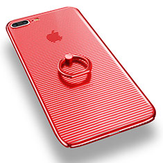 Apple iPhone 7 Plus用ハードケース クリスタル クリア透明 アンド指輪 アップル レッド