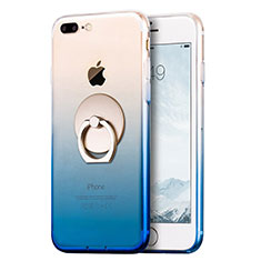 Apple iPhone 7 Plus用極薄ソフトケース グラデーション 勾配色 クリア透明 アンド指輪 アップル ネイビー