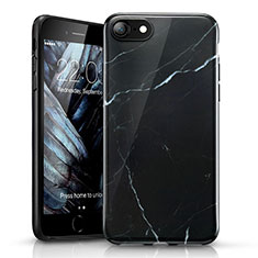 Apple iPhone 8用シリコンケース ソフトタッチラバー 大理石模様 アップル ブラック