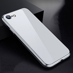 Apple iPhone 8用ケース 高級感 手触り良い アルミメタル 製の金属製 360度 フルカバーバンパー 鏡面 カバー アップル ホワイト