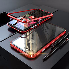 Apple iPhone 8用ケース 高級感 手触り良い アルミメタル 製の金属製 360度 フルカバーバンパー 鏡面 カバー M01 アップル レッド