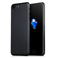 Apple iPhone 8 Plus用シリコンケース ソフトタッチラバー ツイル W02 アップル ブラック
